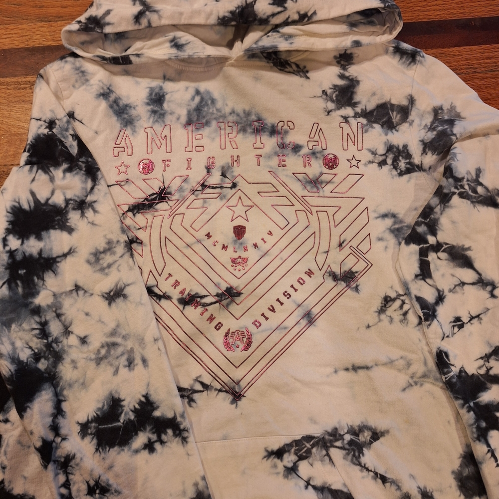 American Fighter Black and White Graphic Hoodie